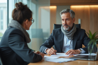 Homme d affaires en réunion avec conseiller bancaire