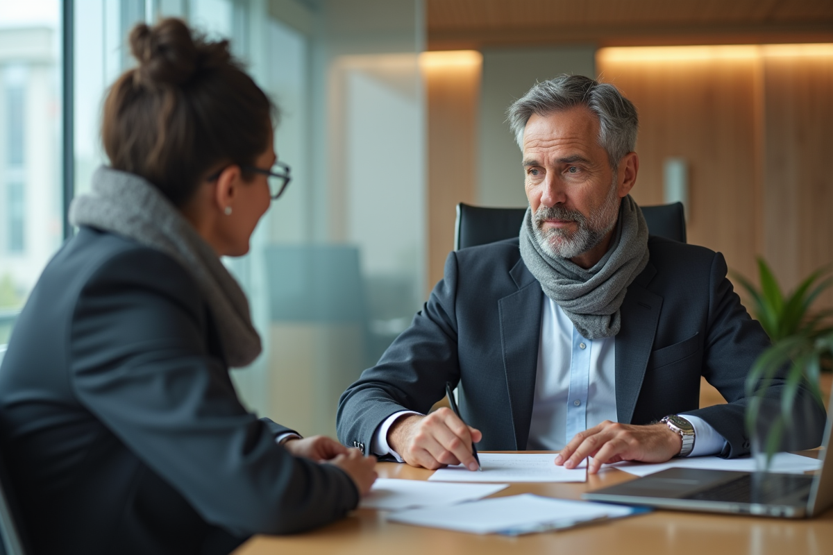 Homme d affaires en réunion avec conseiller bancaire