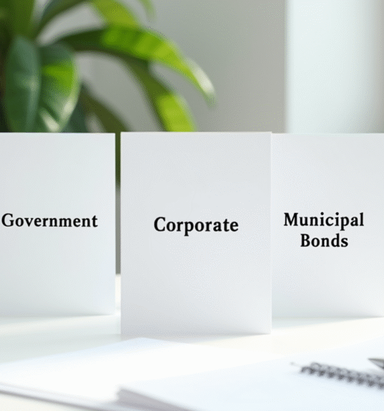 Documents obligations gouvernementales sur un bureau lumineux