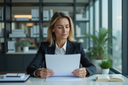 Femme d affaires en réunion dans un bureau moderne