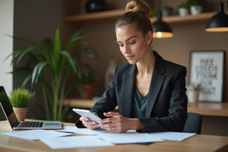 Femme d affaires dans un espace coworking moderne