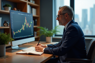 Homme d'affaires étudiant des graphiques financiers