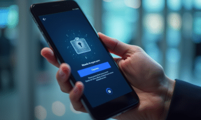 Smartphone affichant une application bancaire sécurisée