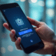 Smartphone affichant une application bancaire sécurisée